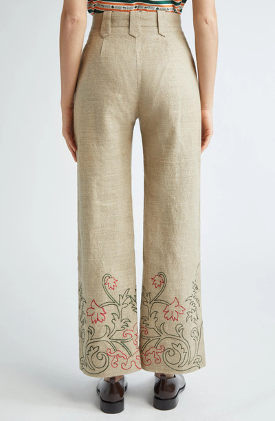 BODE Embroidered Trumpetflower Linen Pants outlook