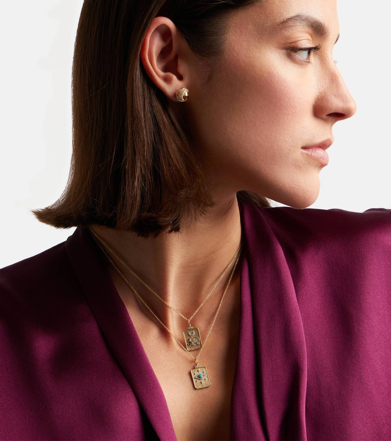 SYDNEY EVAN Eye Tarot Card 14kt gold pendant necklace with turquoise and diamonds outlook