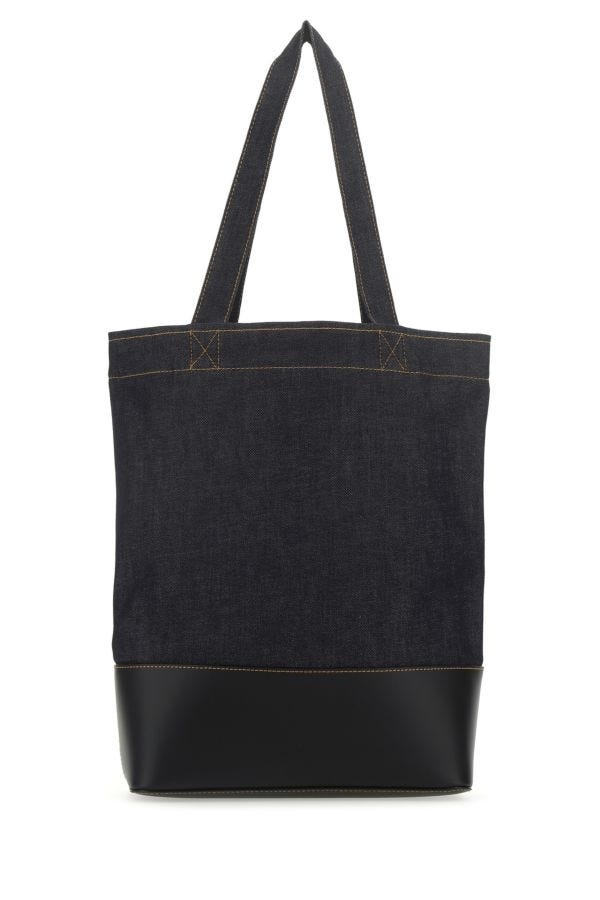 Blue denim and leather shopping bag - 3