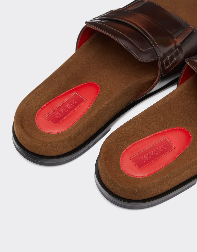 Slide loafers in brushed leather 5