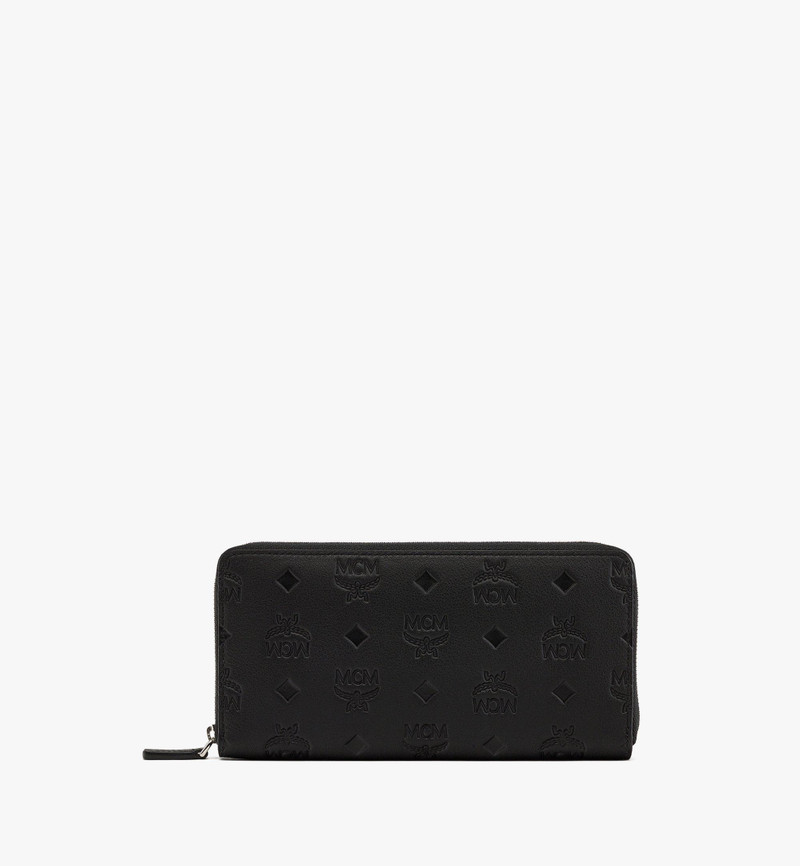 Aren Chain Zip Around Wallet in Embossed Monogram Leather 1