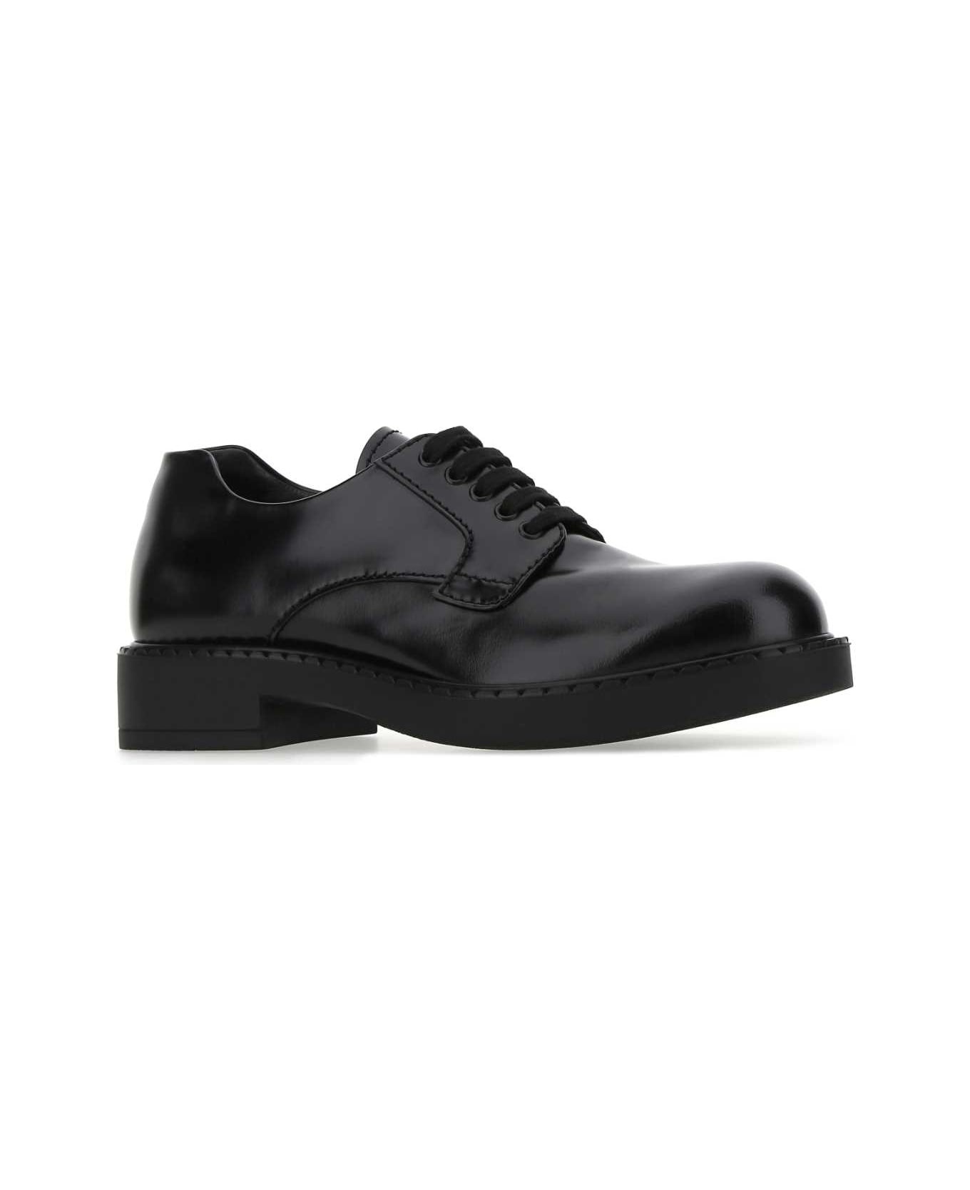Black Leather Lace-up Shoes - 2
