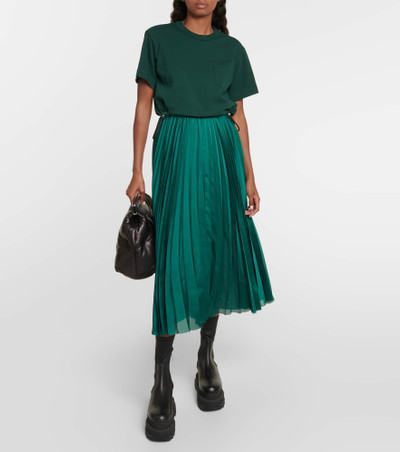 sacai Pleated jersey and satin midi dress outlook