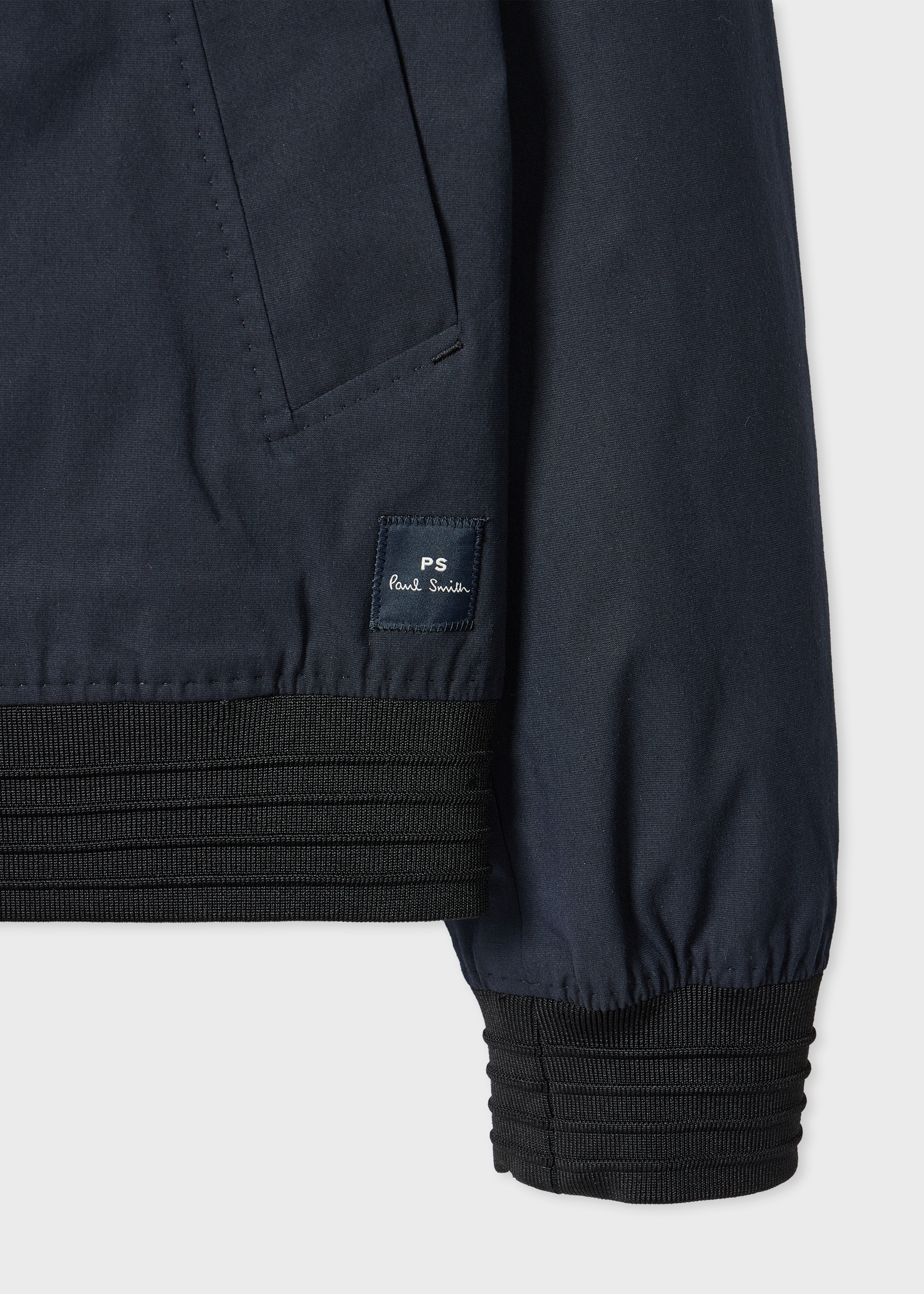 Navy Cotton-Blend Stretch Bomber Jacket - 3