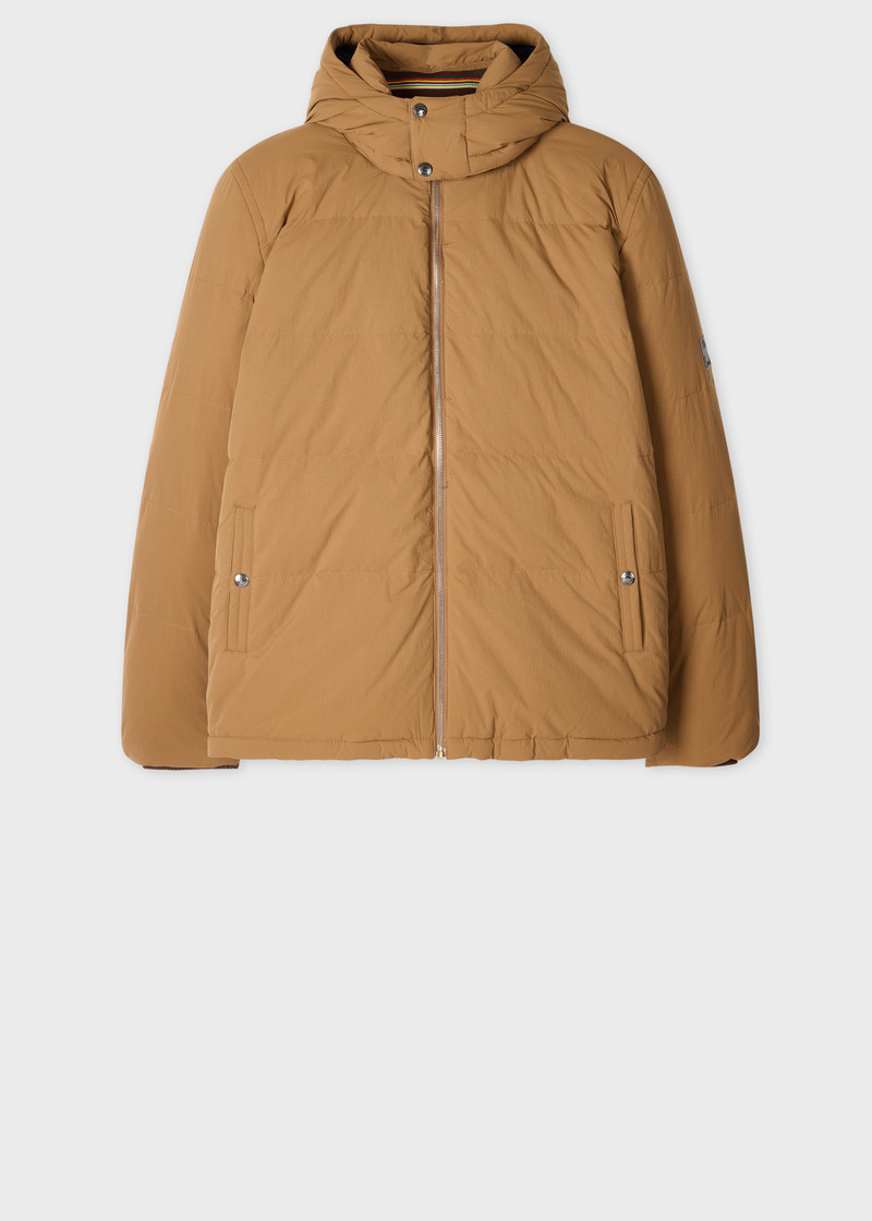 Tan Down Jacket with Detachable Hood 1