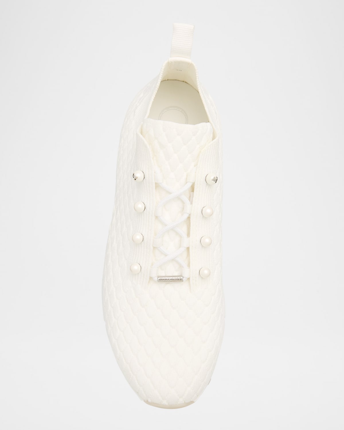 Veles Cotton Knit Pearly Stud Sneakers - 5