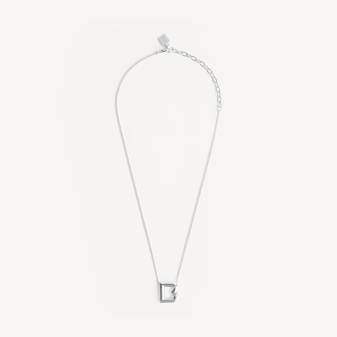 B Necklace in Shiny Silver - 1