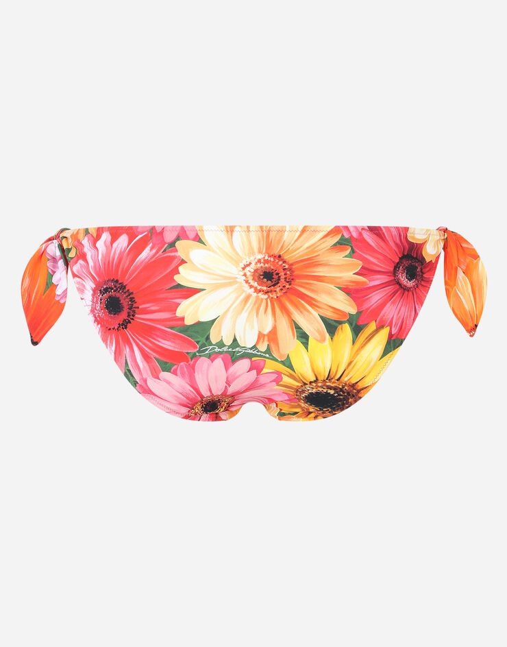 Tie bikini bottoms with gerbera-daisy print - 3