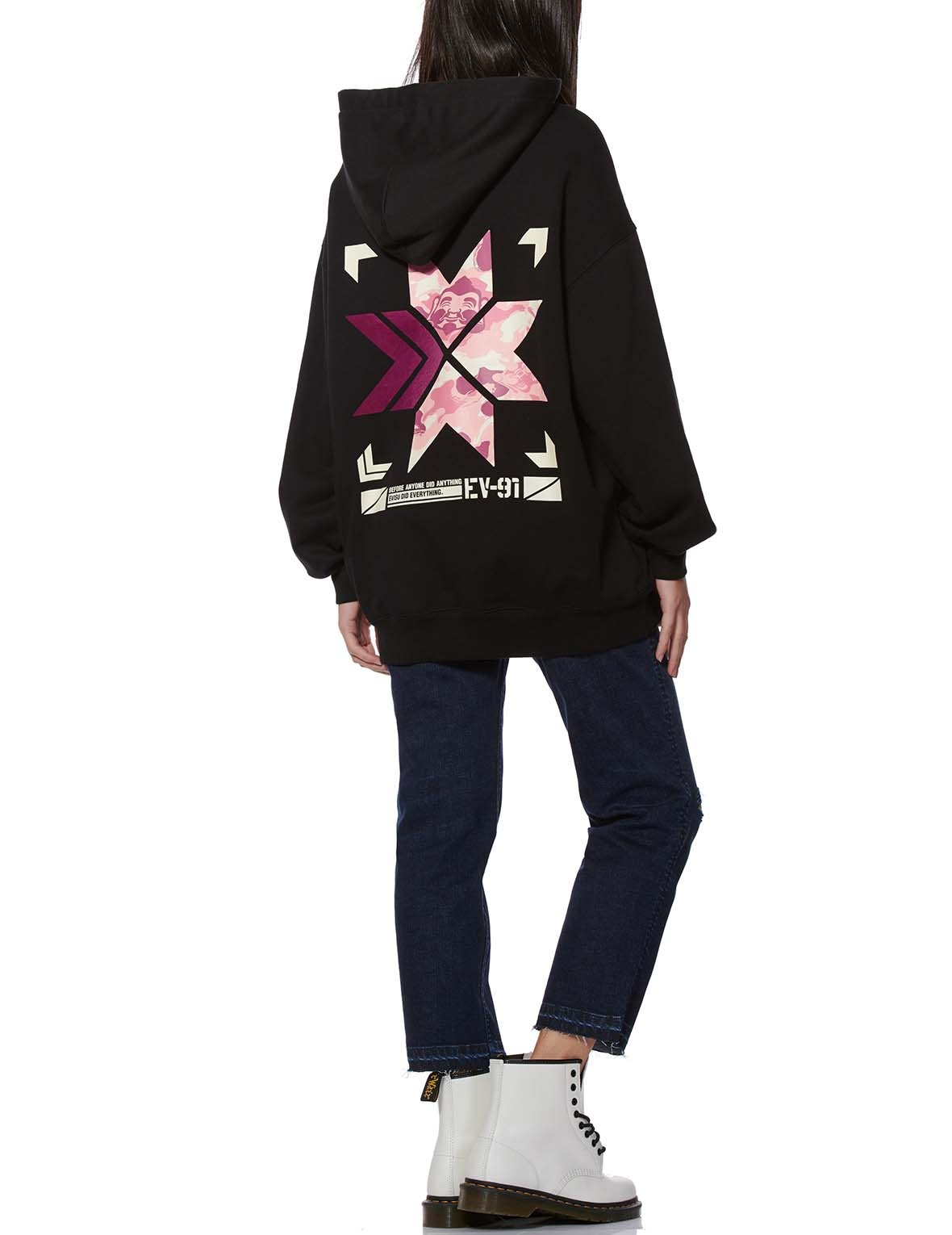 SEAGULL AND KAMON PRINT HOODED TUNIC - 5