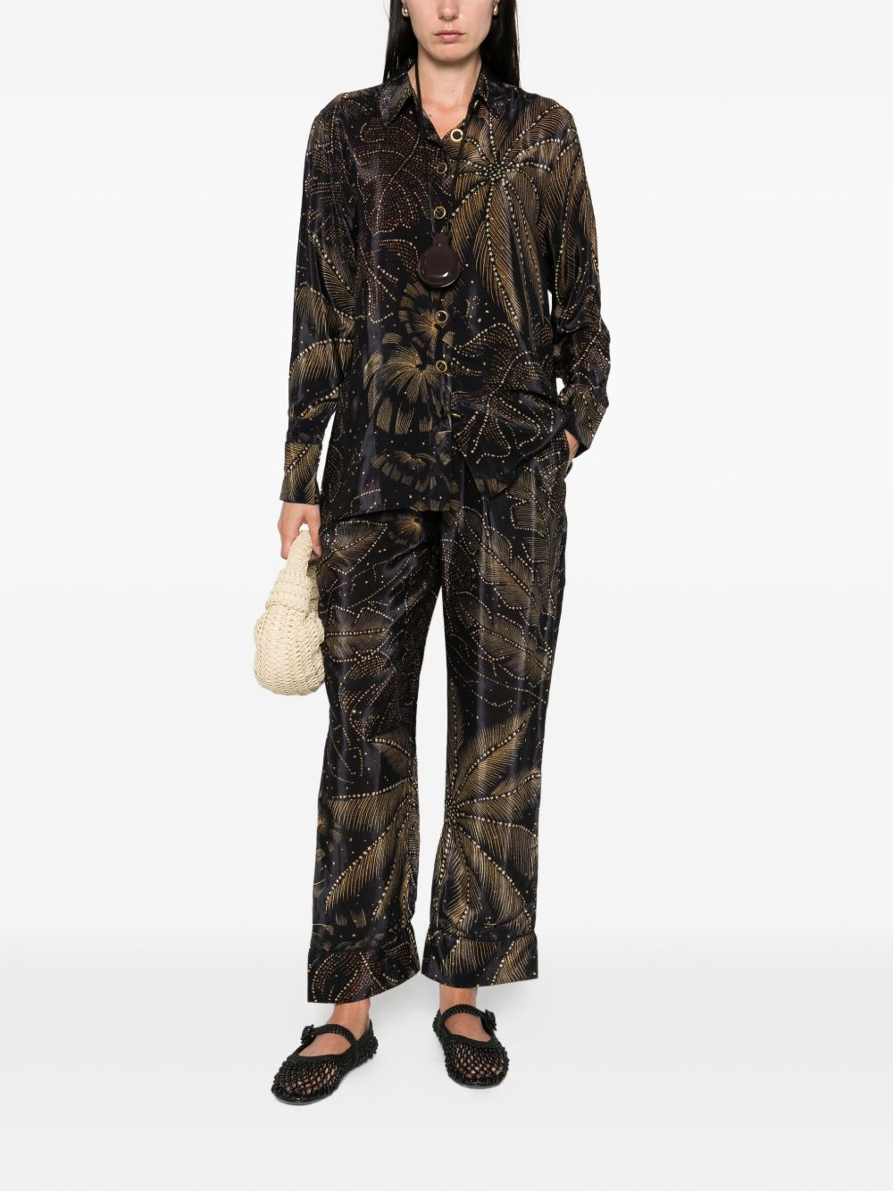 palm-print button-up shirt - 2