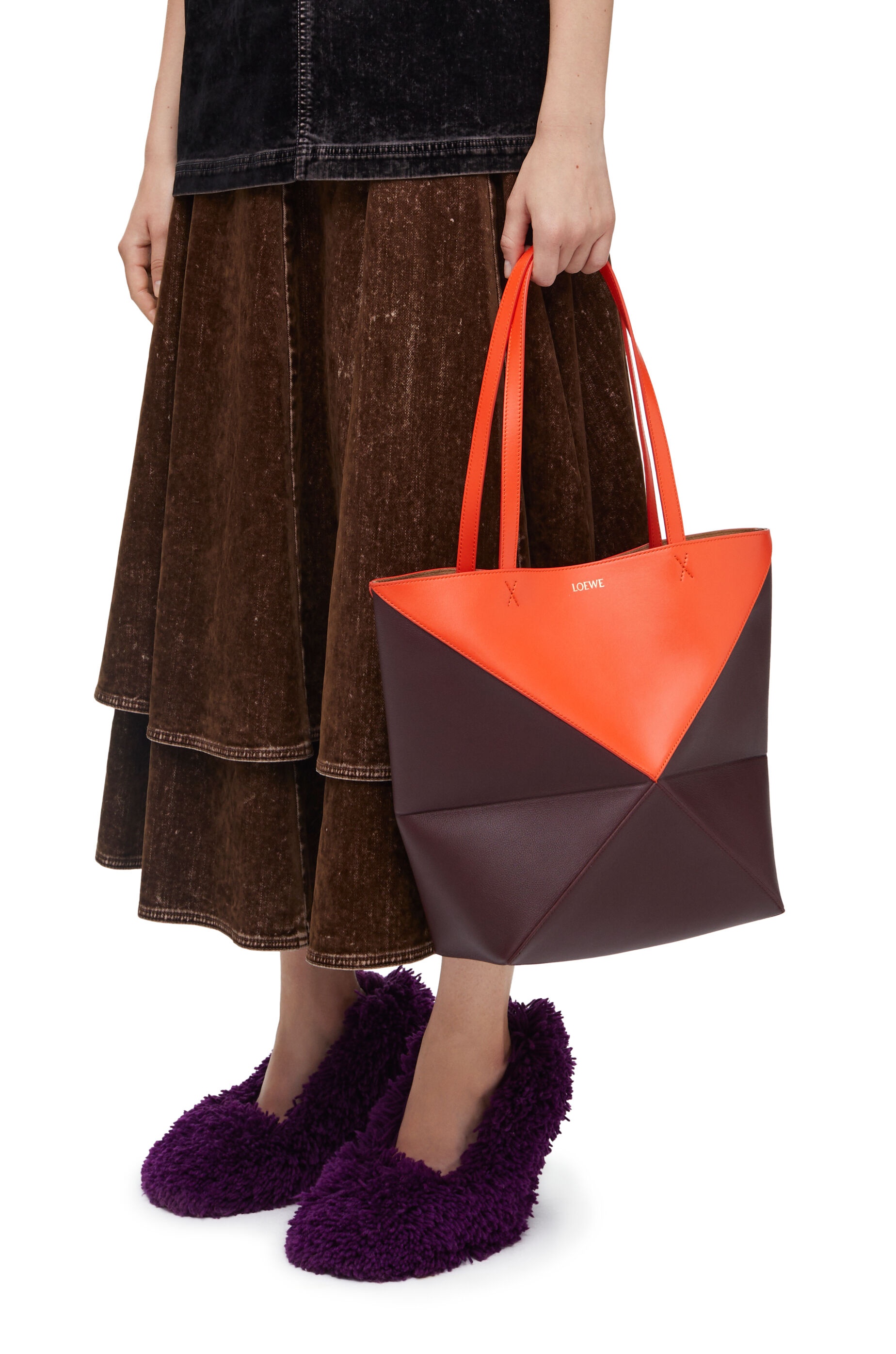 Puzzle Fold Tote in shiny calfskin - 2