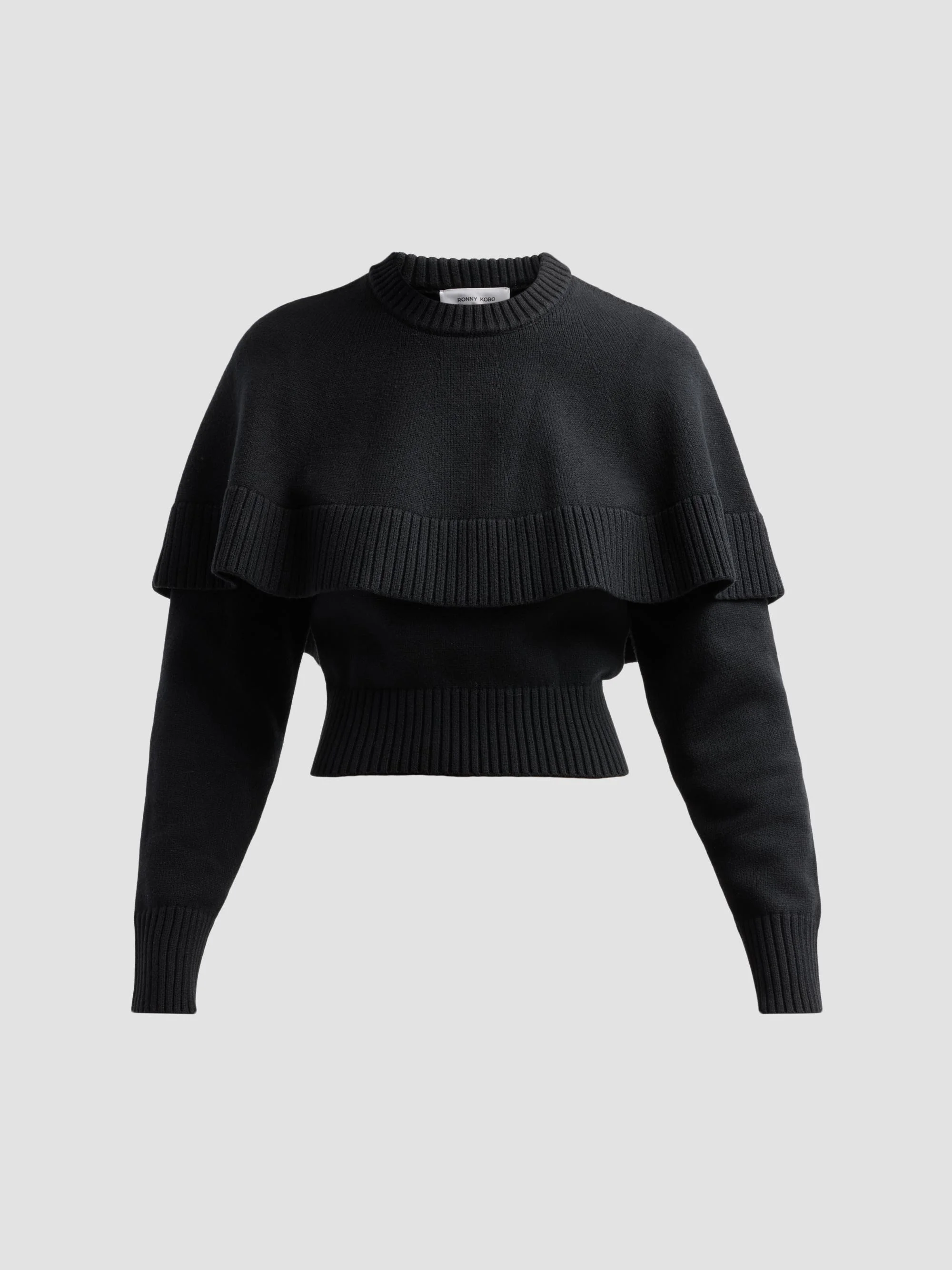 Women's Evian Layered Cape Sweater - Black - 1