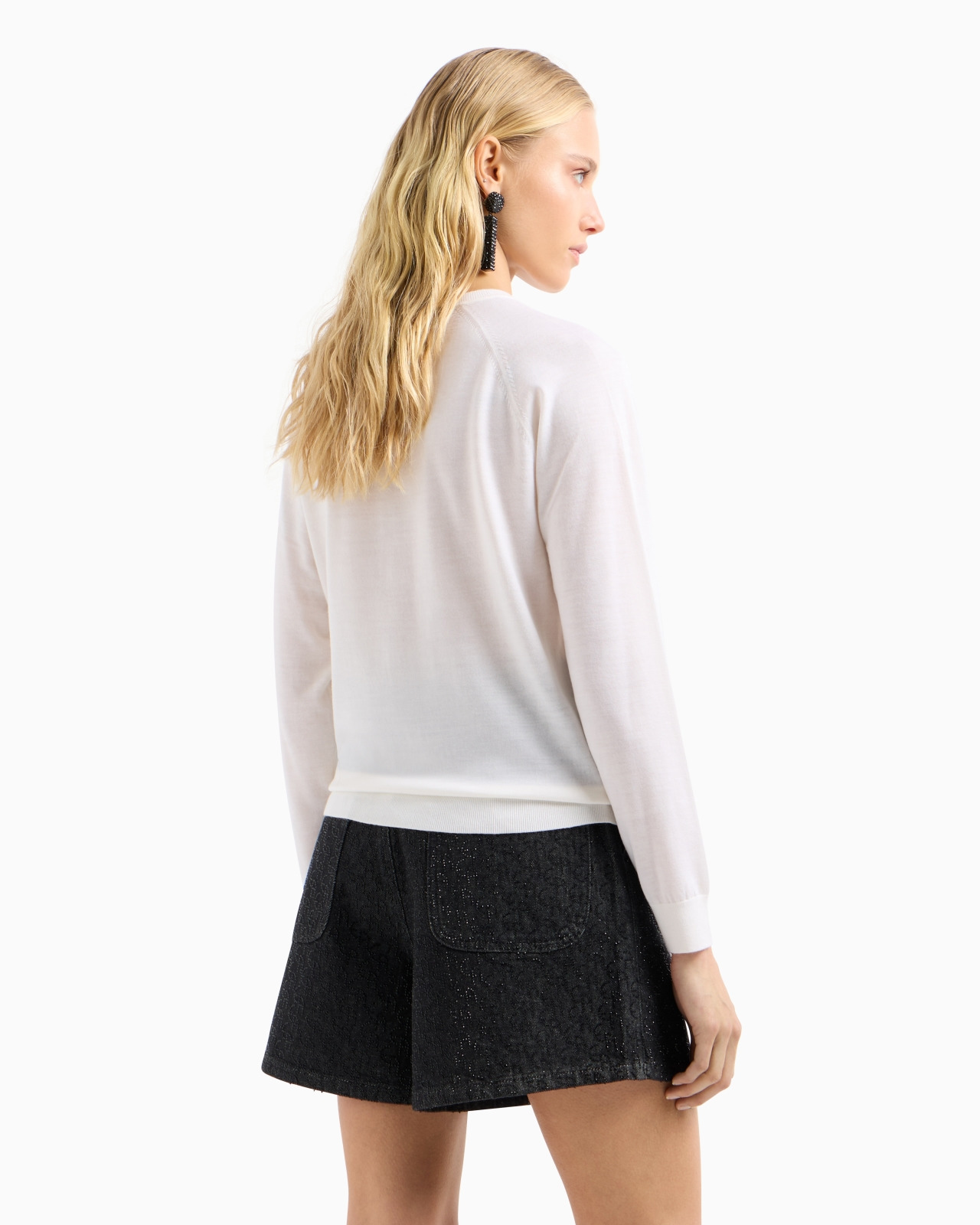 Plain-knit wool jumper with micro rhinestones - 3