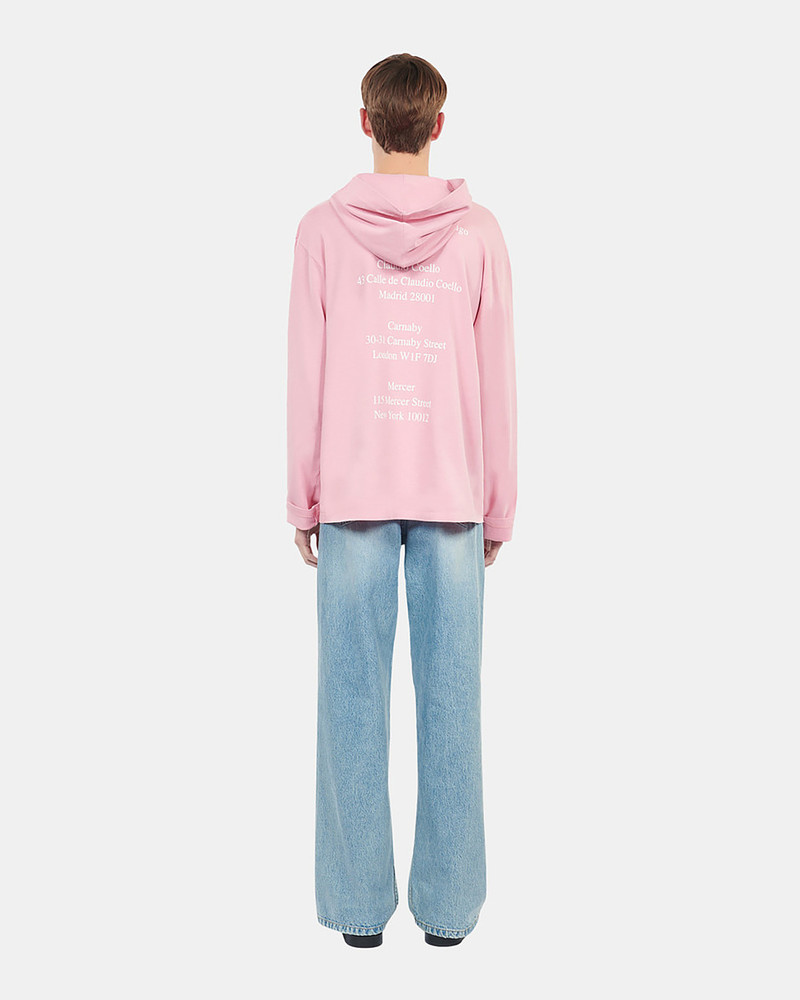 LONG-SLEEVED PINK HOODED LOCATIONS SERIGRAPHY T-SHIRT 5