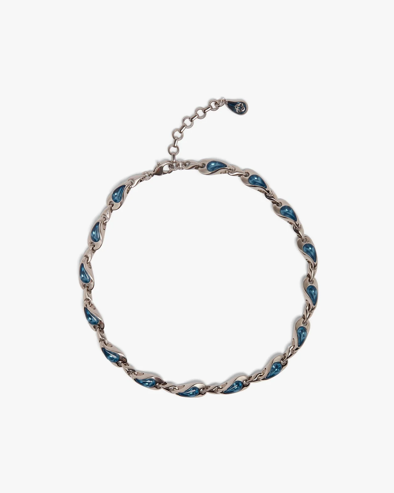 Silver & Blue Water Drop Brass Necklace | Casablanca Paris - 1