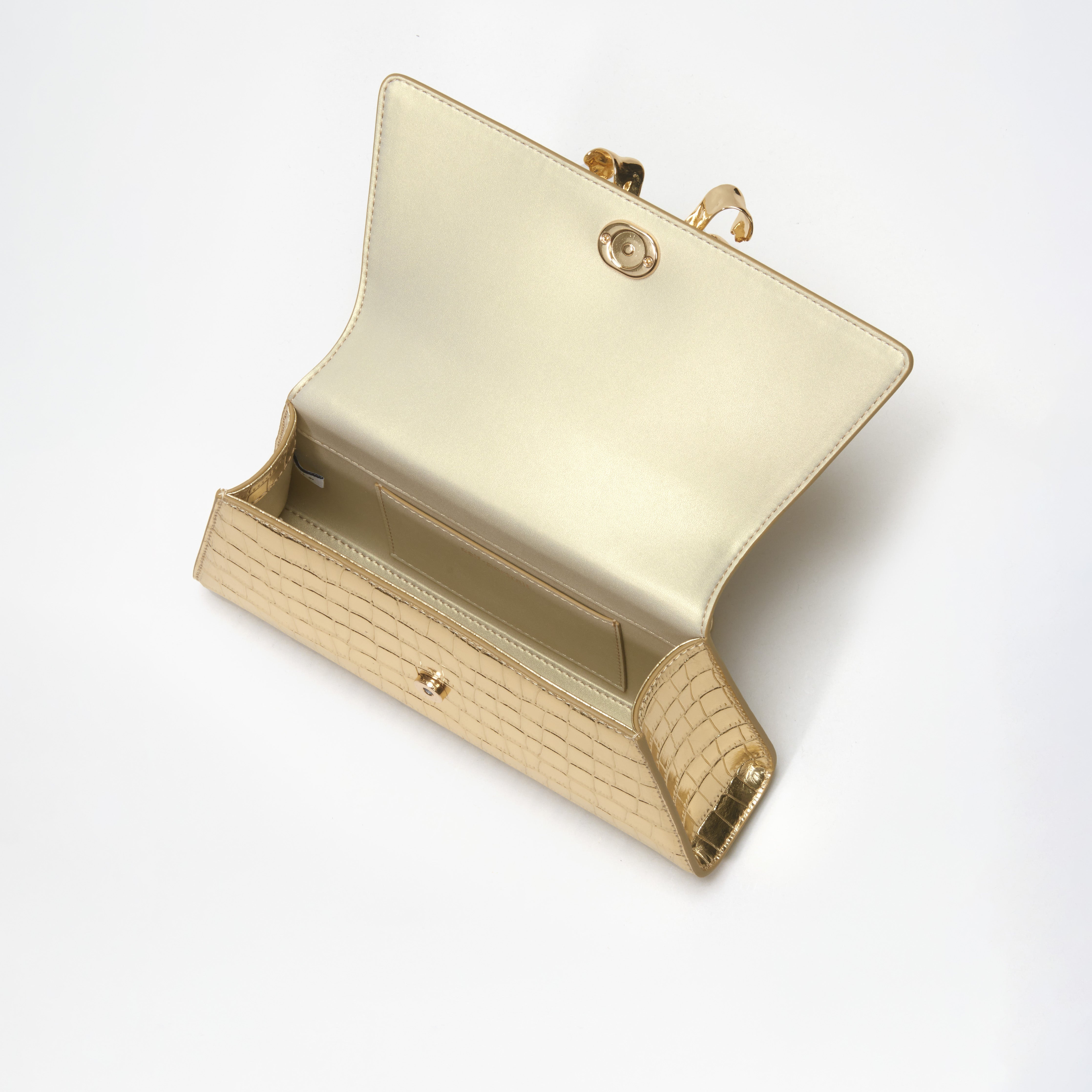 Gold Metallic Bow Mini Shoulder Bag - 4