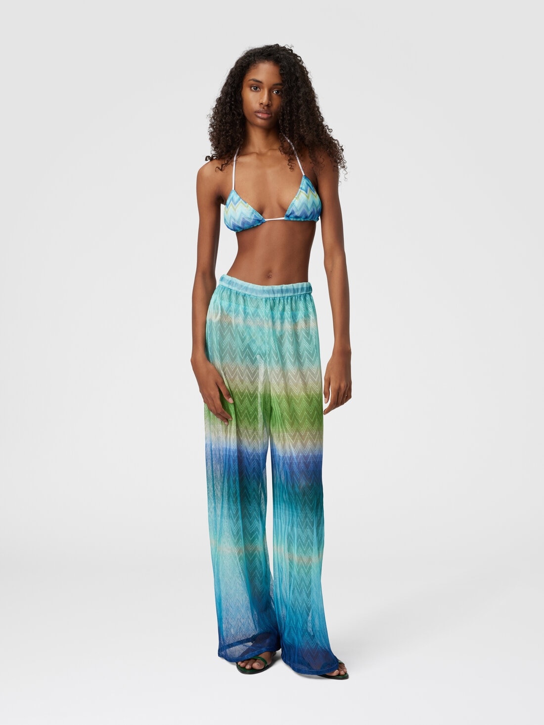 Straight Pants with Faded Striped Pattern - 2