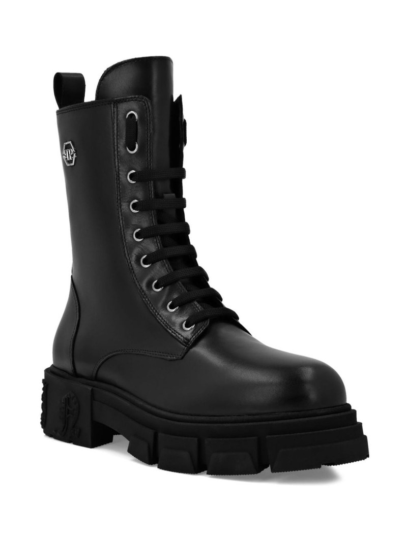 PHILIPP PLEIN Hexagon-logo leather boots outlook