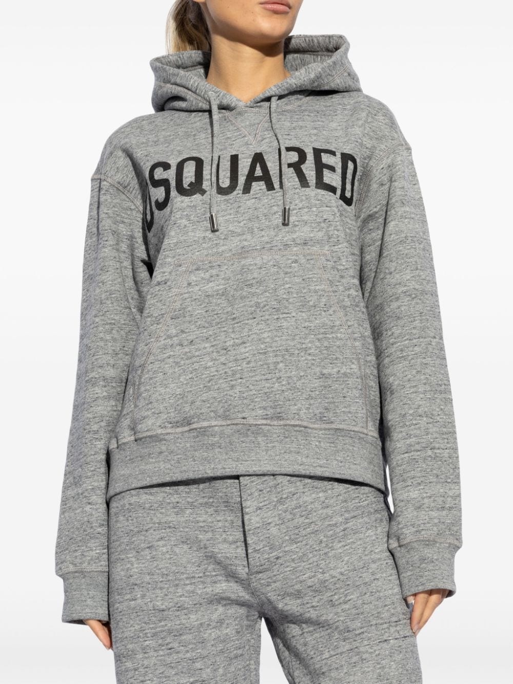 logo-print cotton hoodie - 3