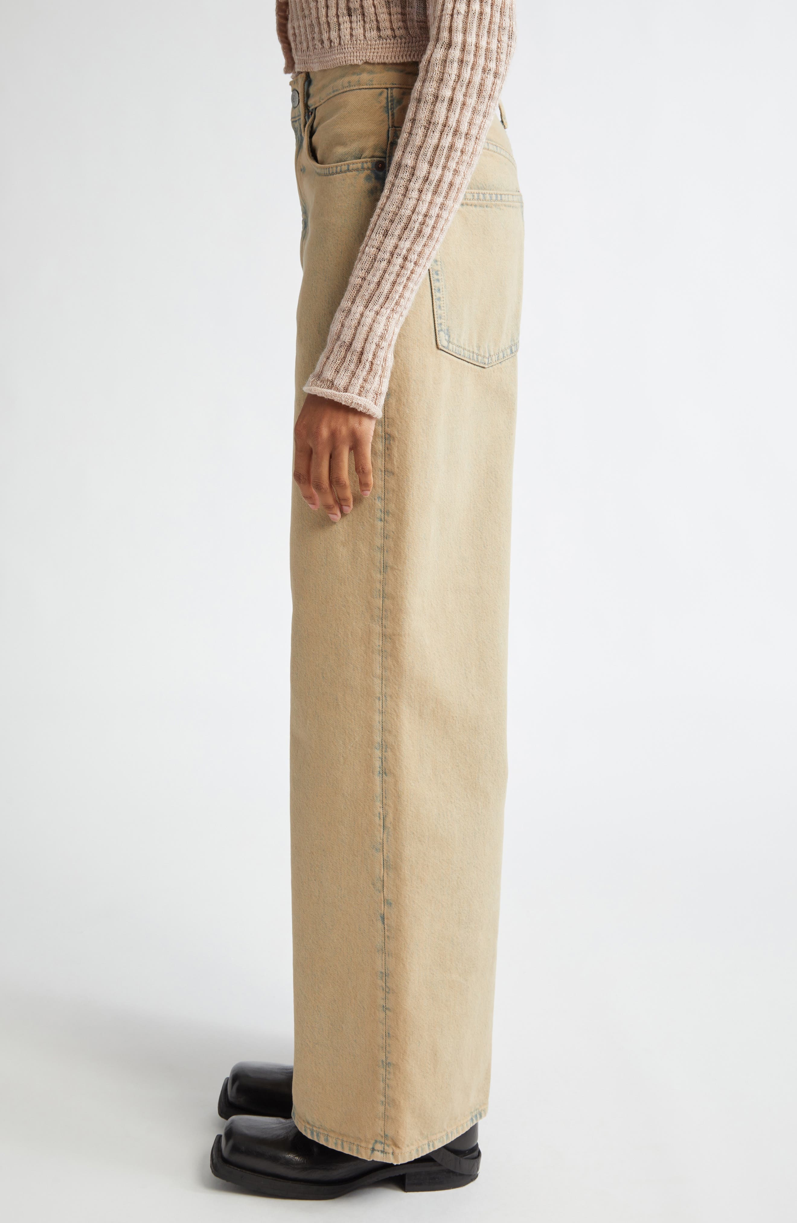 Acne Studios 2022 Relaxed Wide Leg Jeans in Light Sand at Nordstrom - 3