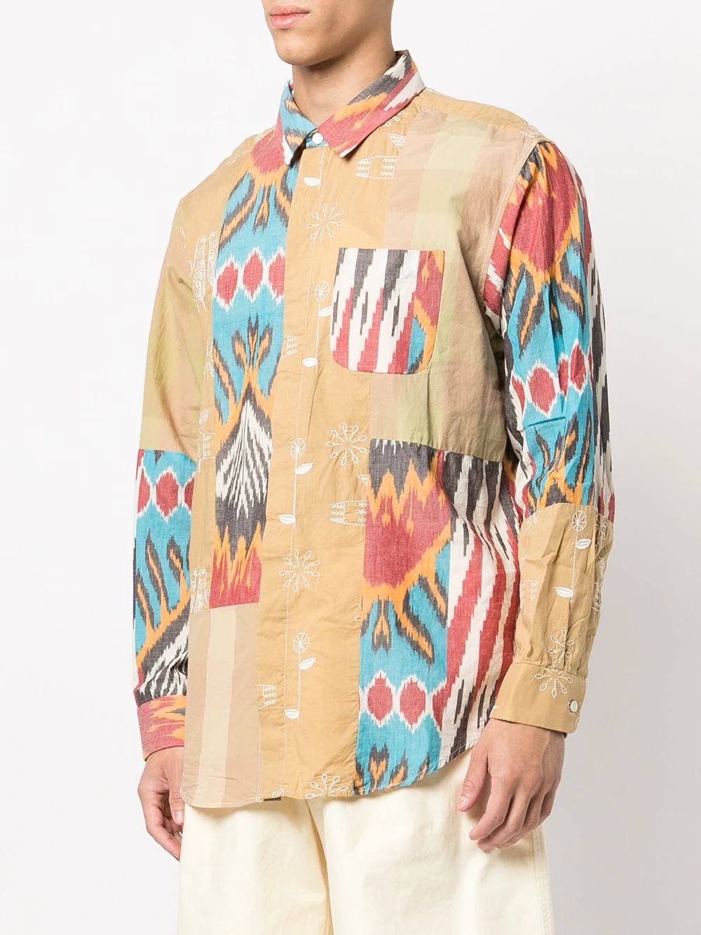 patchwork stripe longline shirt - 3