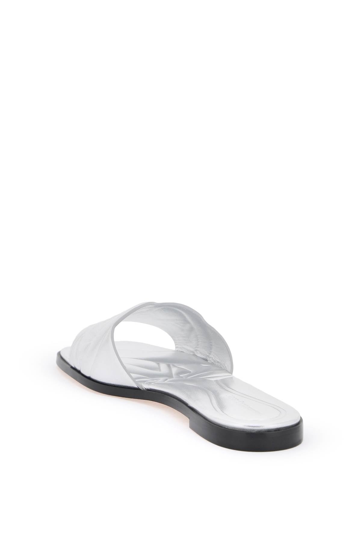 Alexander Mcqueen Laminated Leather Slides With Embossed Seal Logo Women - 3
