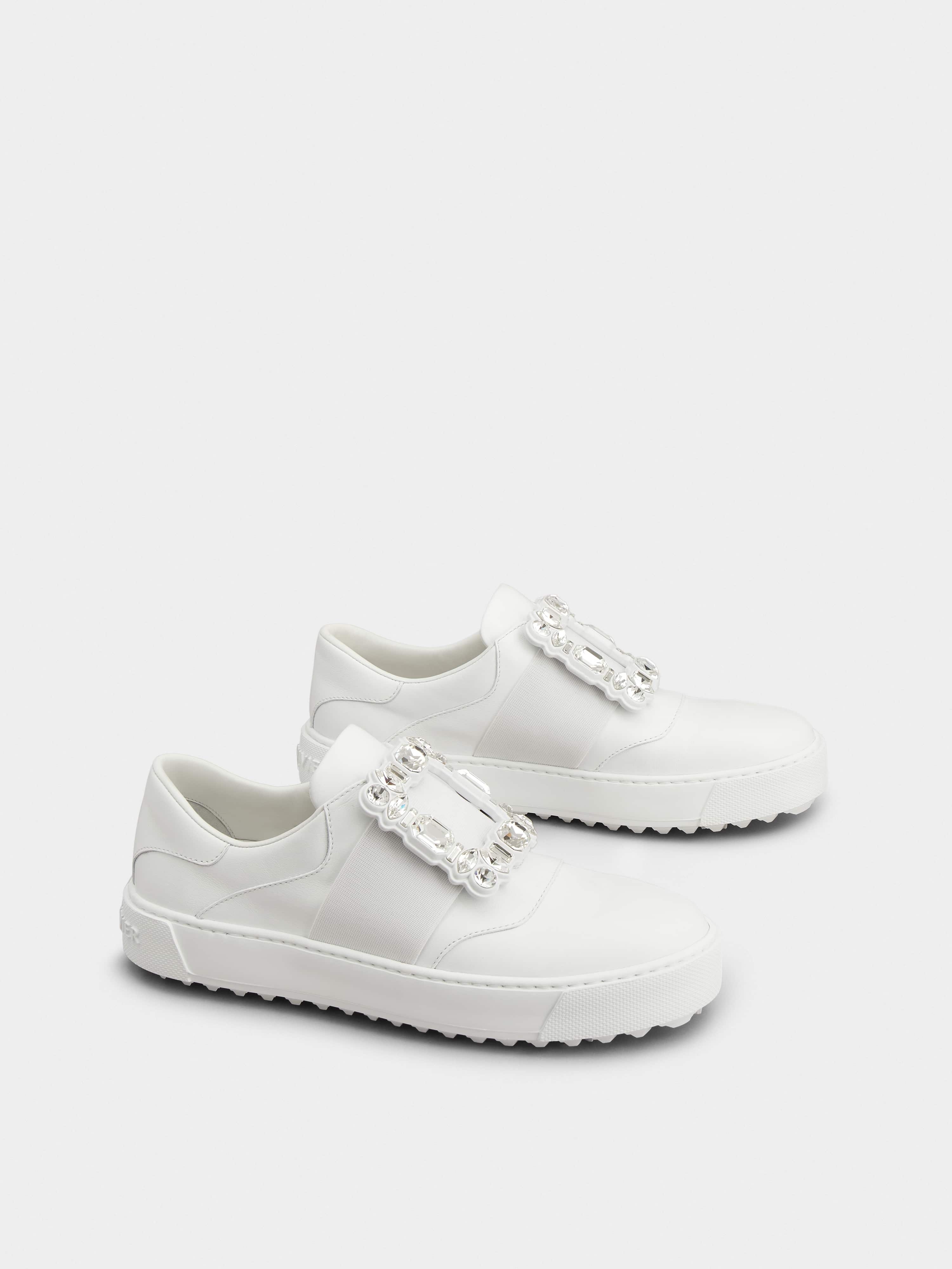 Very Vivier Strass Buckle Sneakers in Leather - 3