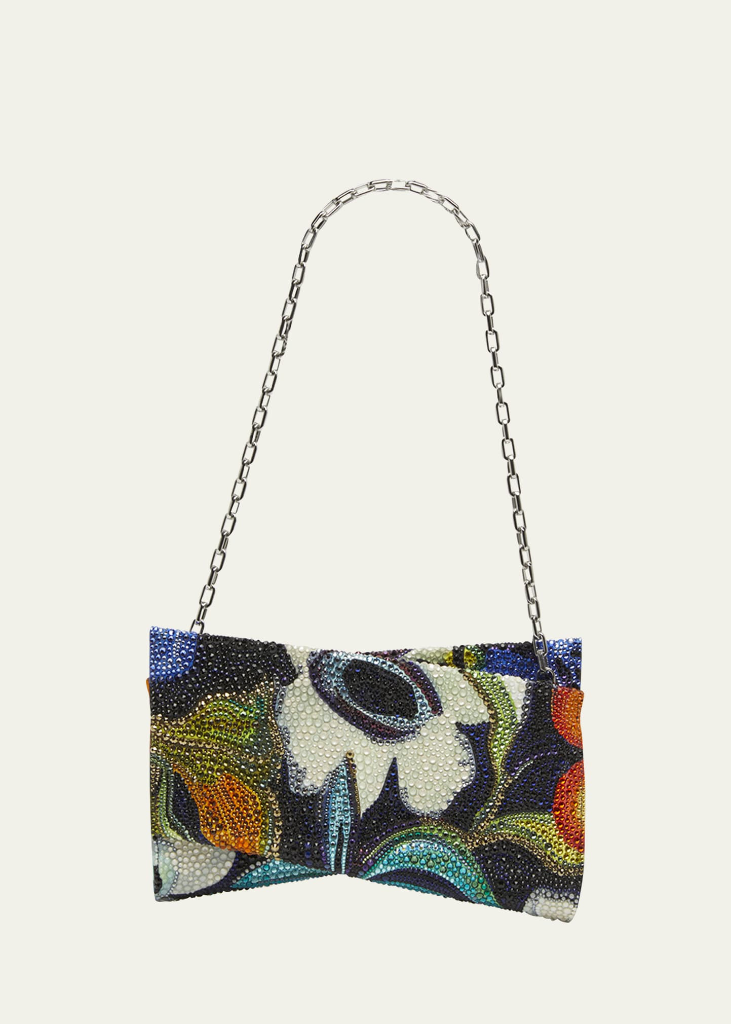 Loubi54 Small Shoulder Bag in Flower Strass Naplak Leather - 1