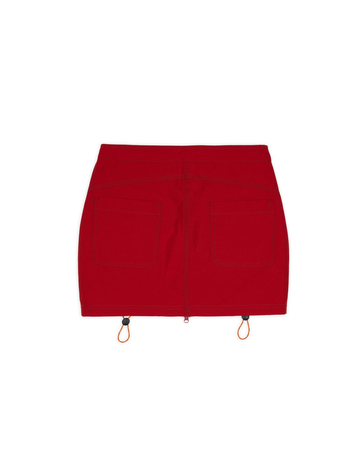 Triple Needle Bungee Zip Mini Skirt - Chili - 2