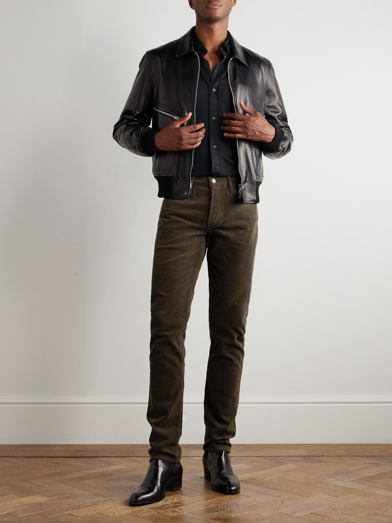 TOM FORD Slim-Fit Cotton-Blend Corduroy Trousers Brown outlook