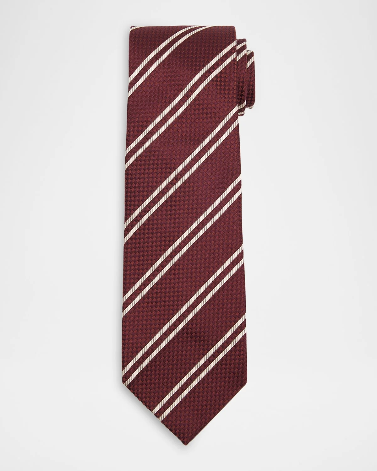 Men's Woven Diagonal-Stripe Silk Tie - 1