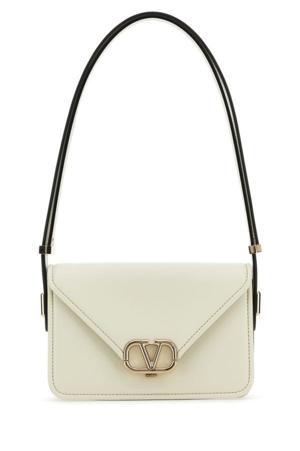 Valentino Garavani Woman Ivory Leather Vlogo Crossbody Bag - 1