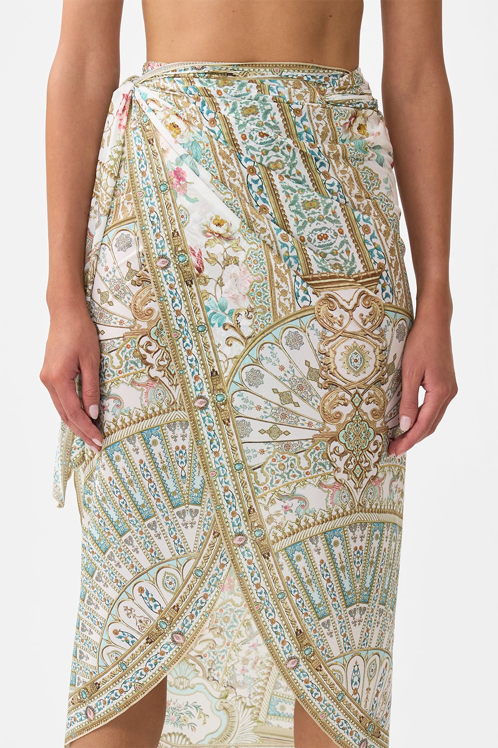EYELET WRAP MAXI SARONG WITH TIE WAIST - 5
