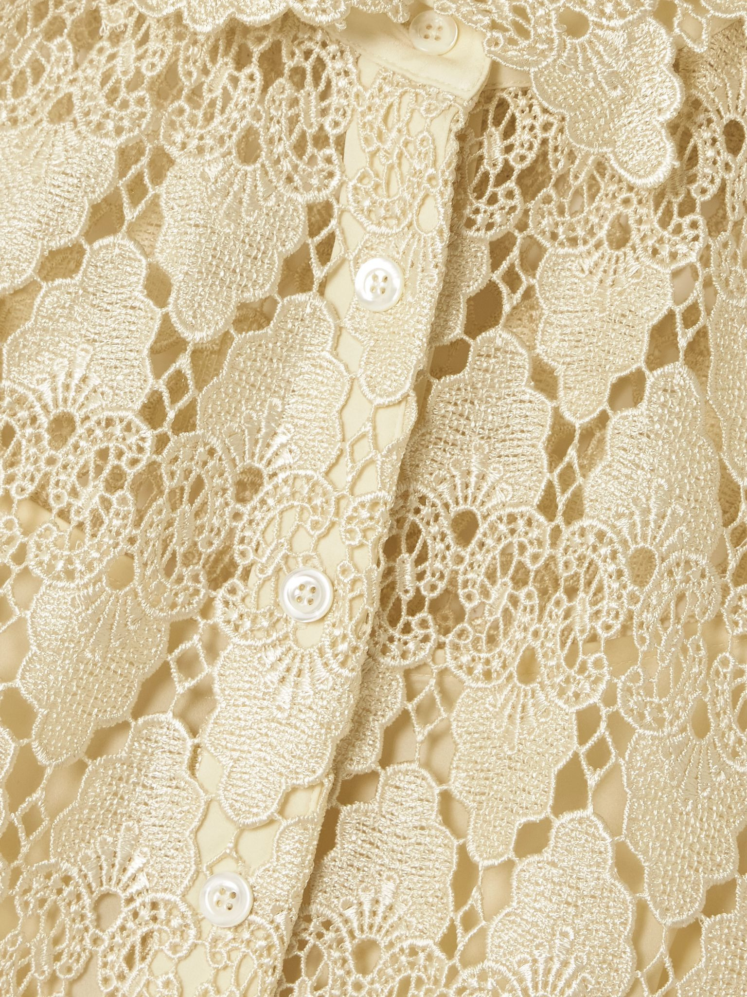 The Deco scalloped guipure lace mini shirt dress Cream - 5