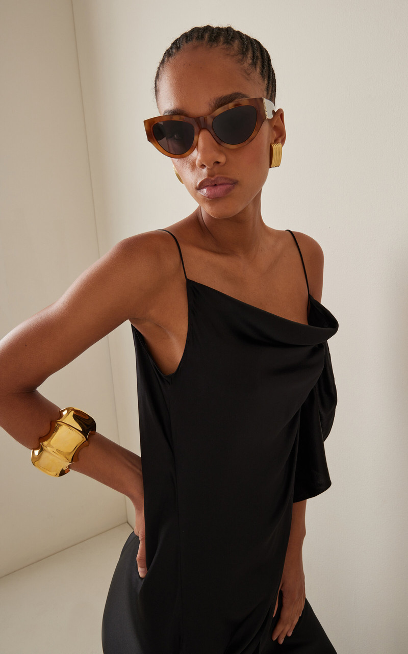 SAINT LAURENT Cat-Eye Acetate Sunglasses brown outlook