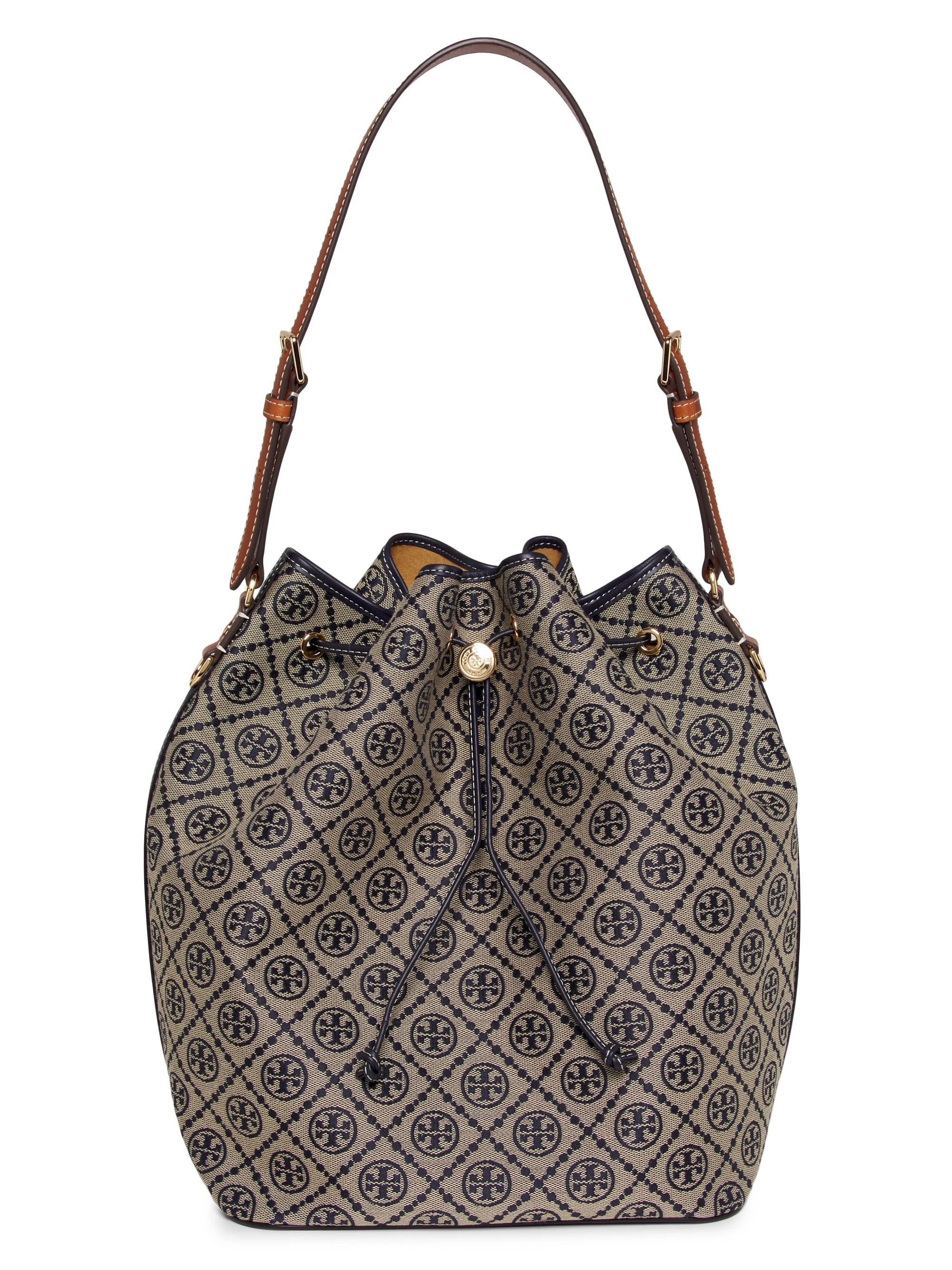 Women's T Monogram Oversized Bucket Bag - Tory Navy - 1