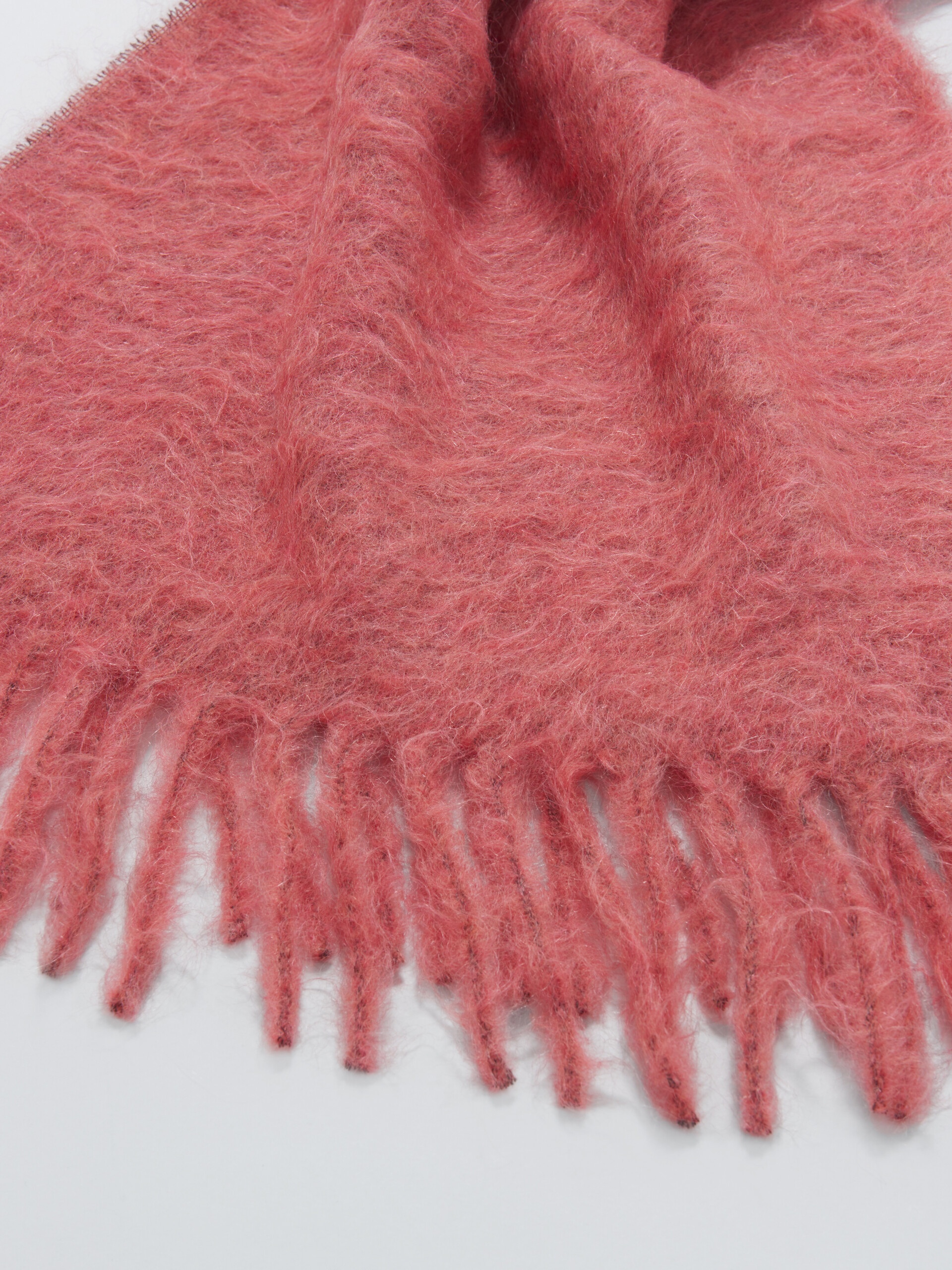 PINK ALPACA AND MOHAIR SCARF WITH FRINGES - 2