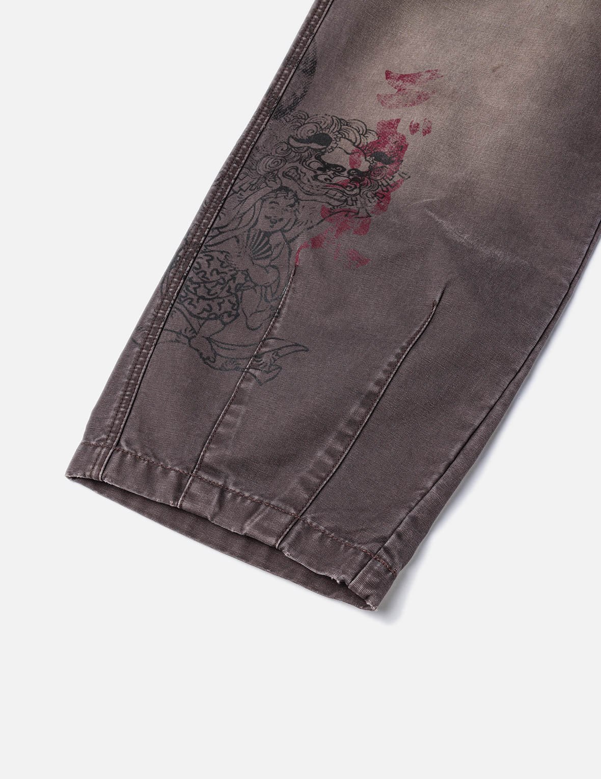 Multi Logos Print Balloon Fit Washed Woven Pants - 11