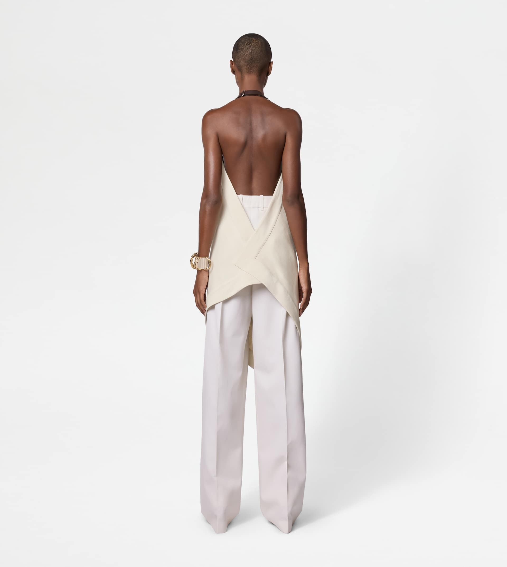 SILK BLEND BACKLESS TOP - WHITE - 4