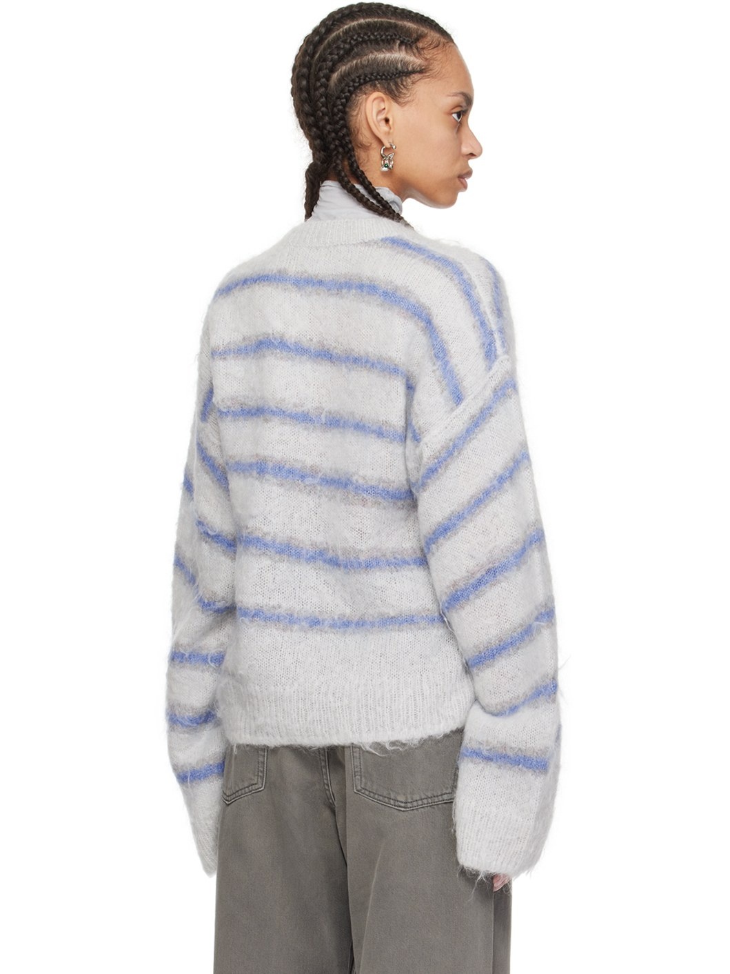 Gray & Blue Stripe Sweater - 3