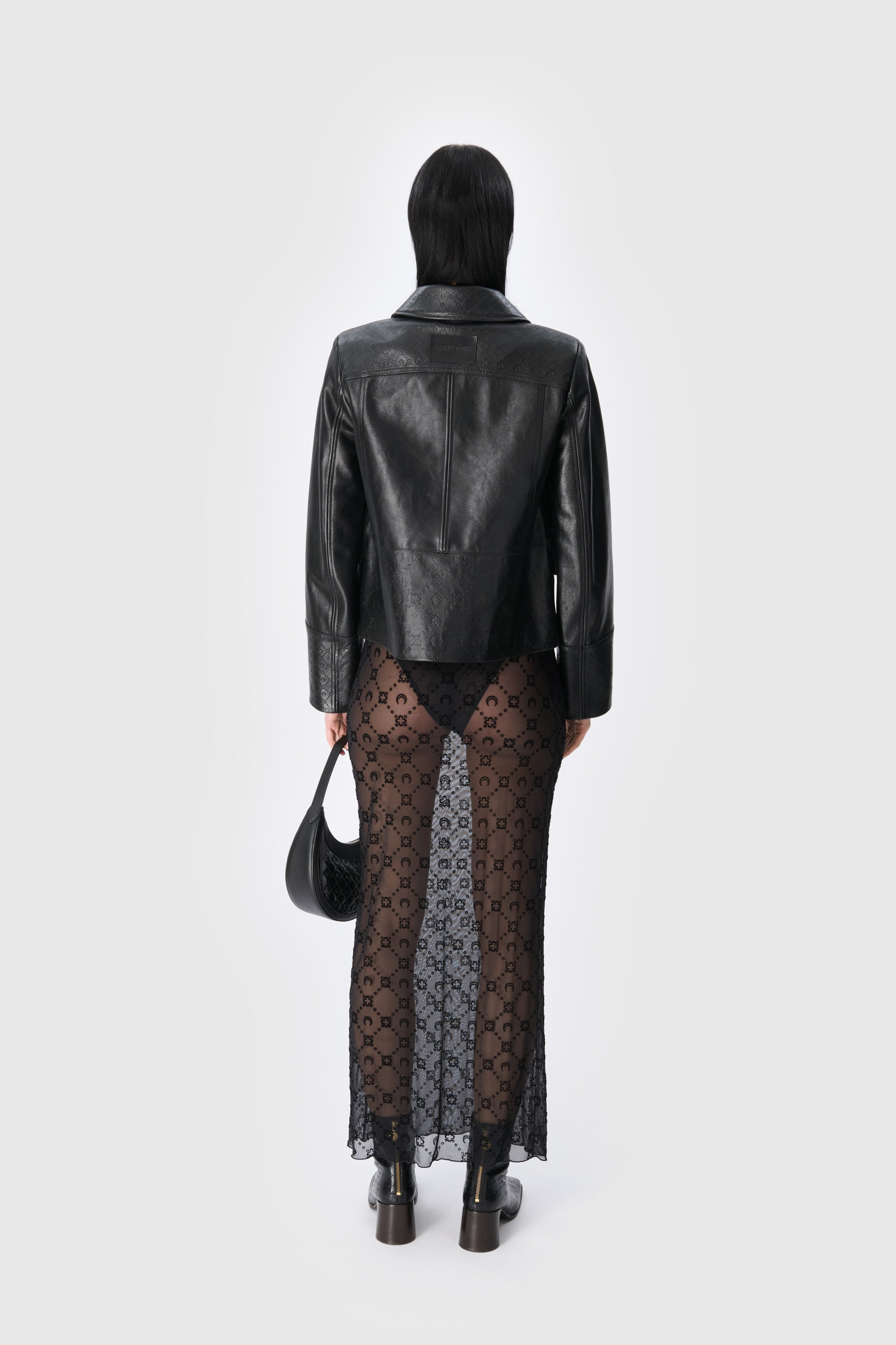 Moonogram Embossed Leather Boxy Jacket - 3