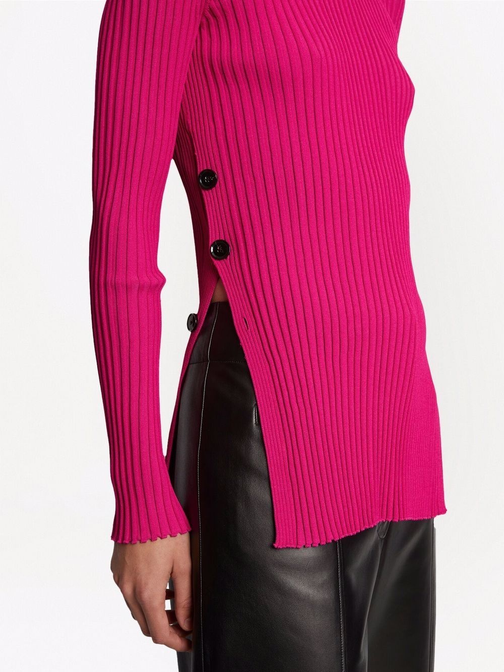 ribbed-knit button-detail jumper - 5
