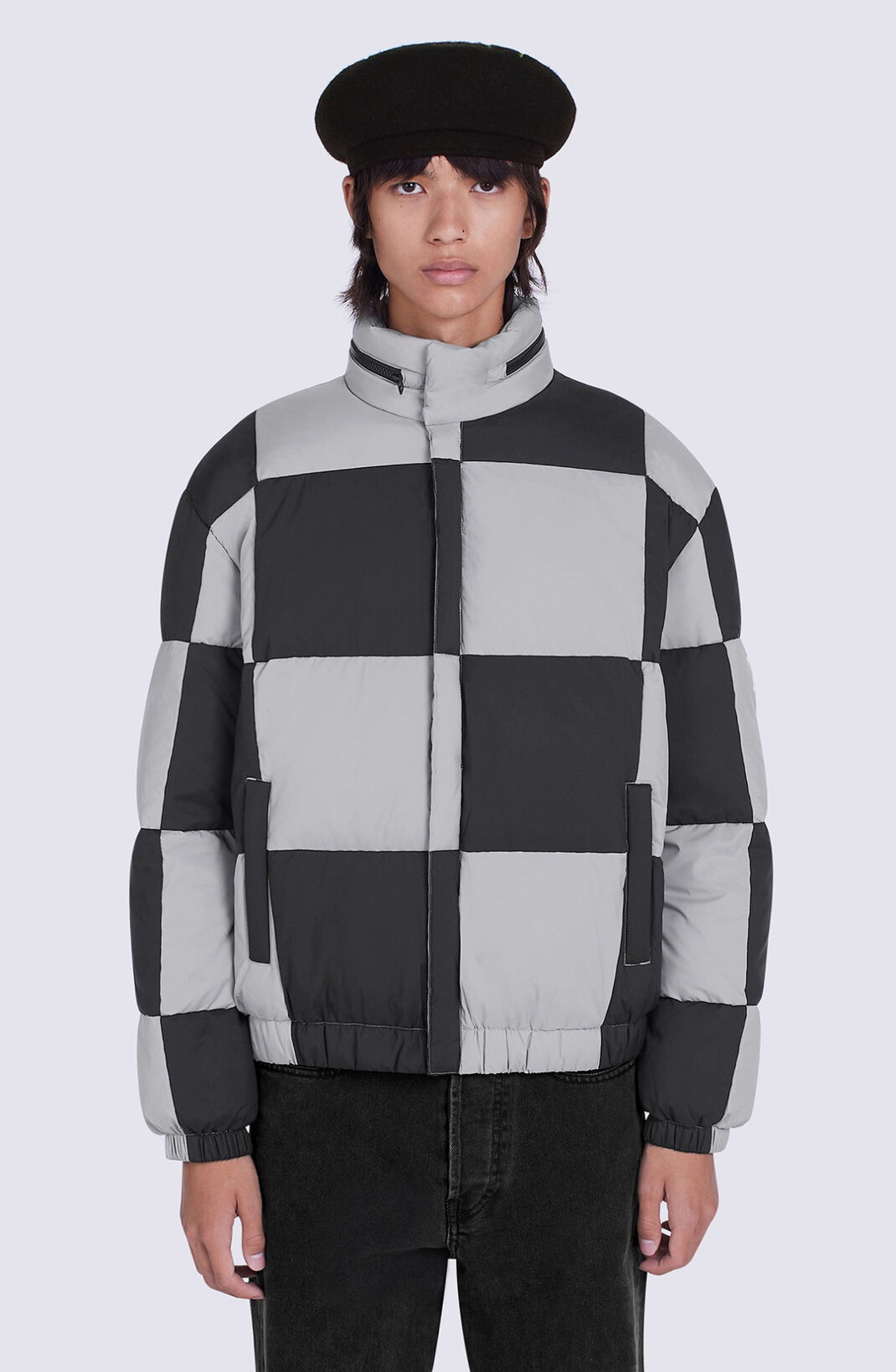 Checked boxy padded coat - 5