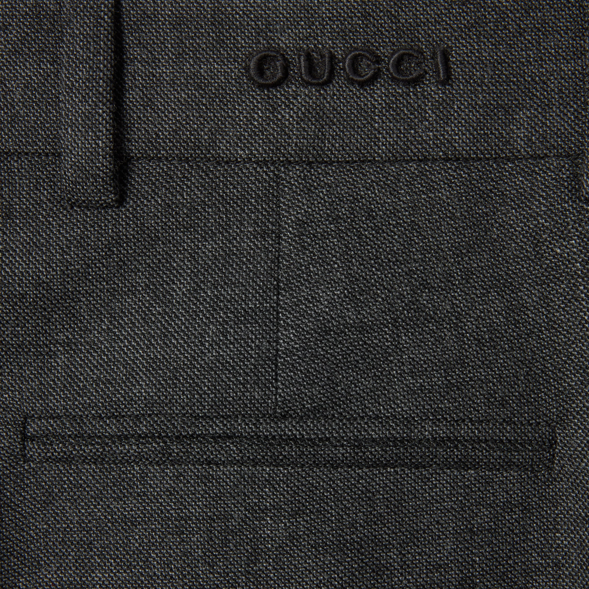 Wool grisaille pants with embroidery - 6