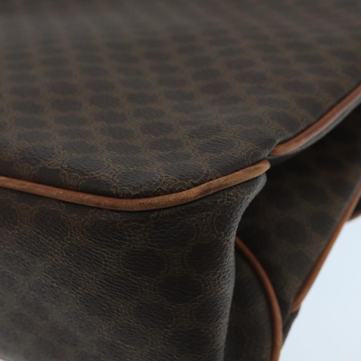 CELINE Macadam Canvas Hand Bag Pvc Leather Brown Gold - 12