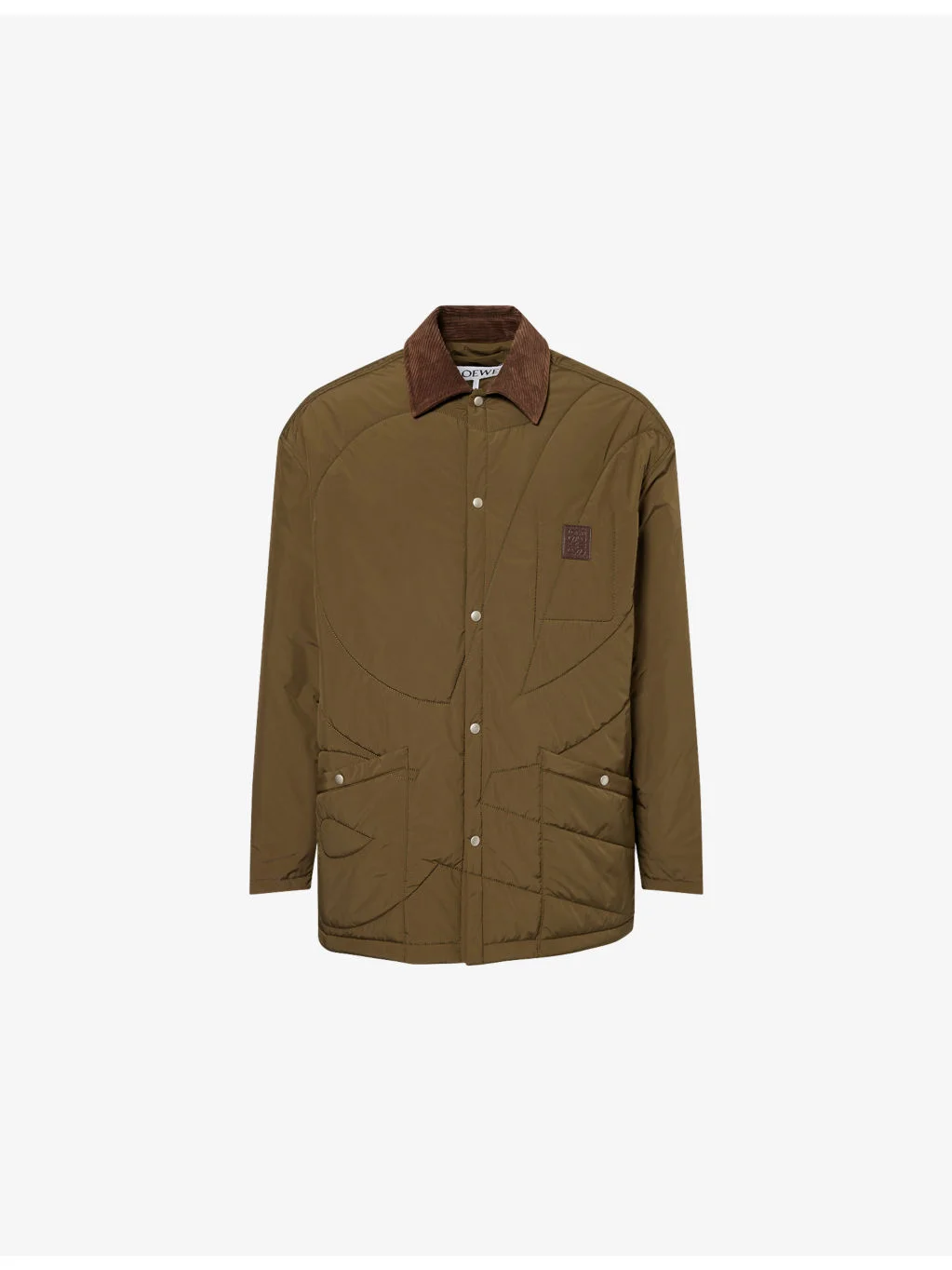 Corduroy-Collar Padded Shell Overshirt Jacket - 1