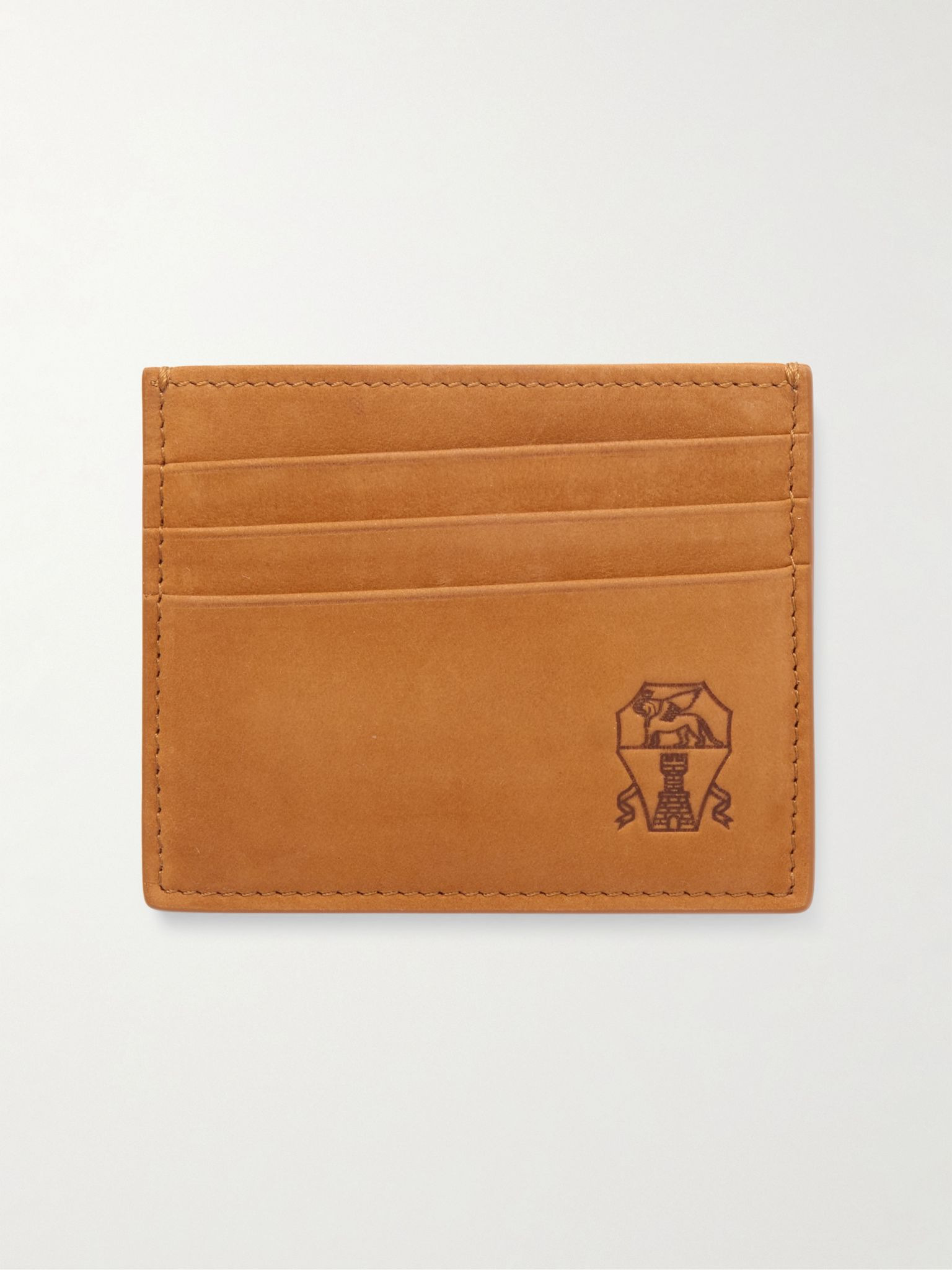 Logo-Debossed Leather Cardholder Brown - 1