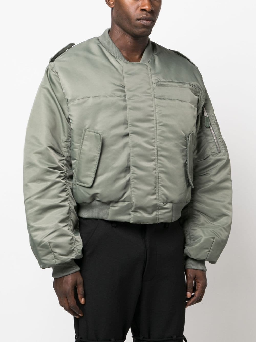 baseball-collar cropped bomber jacket - 4