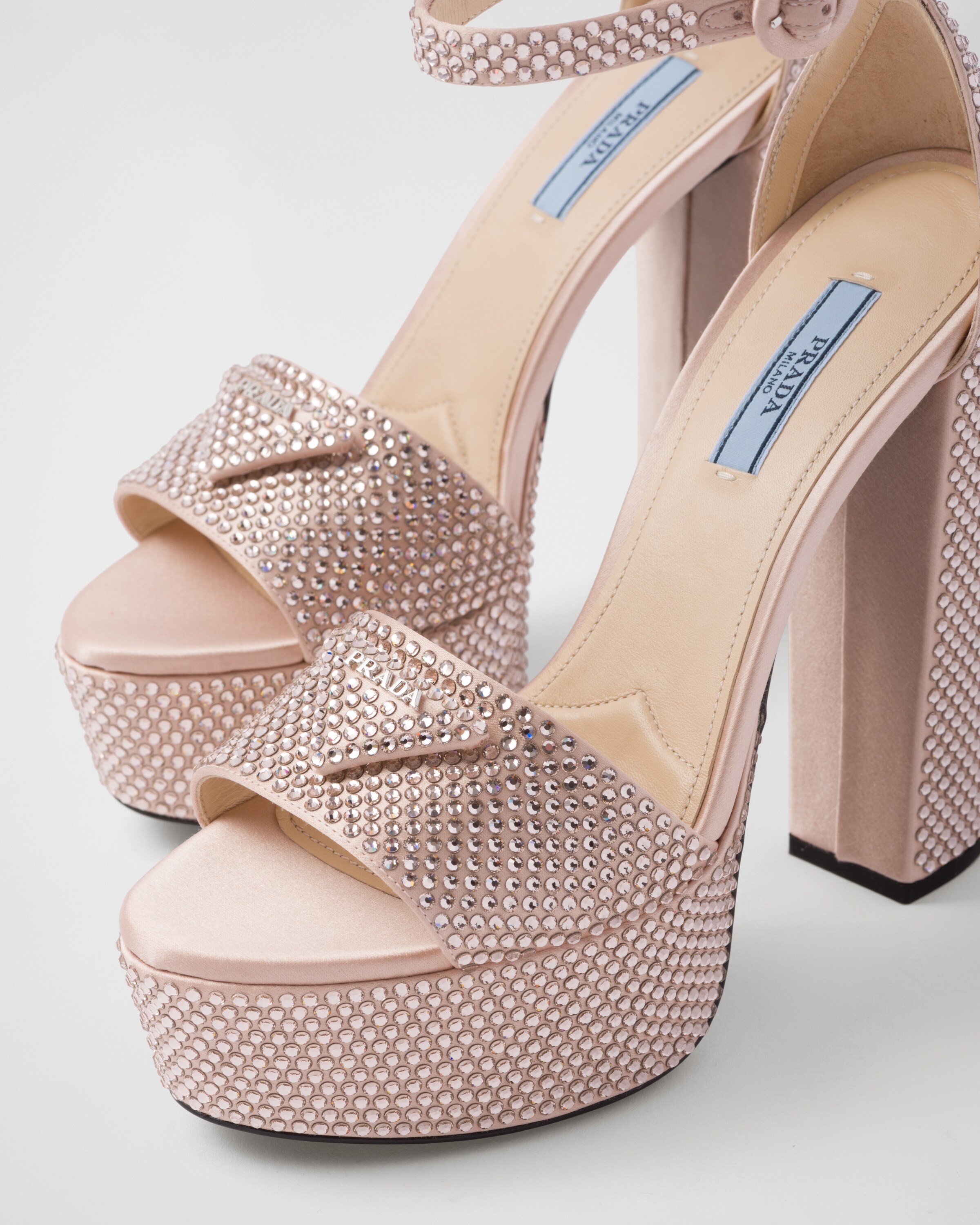 Satin platform sandals with crystals - 5