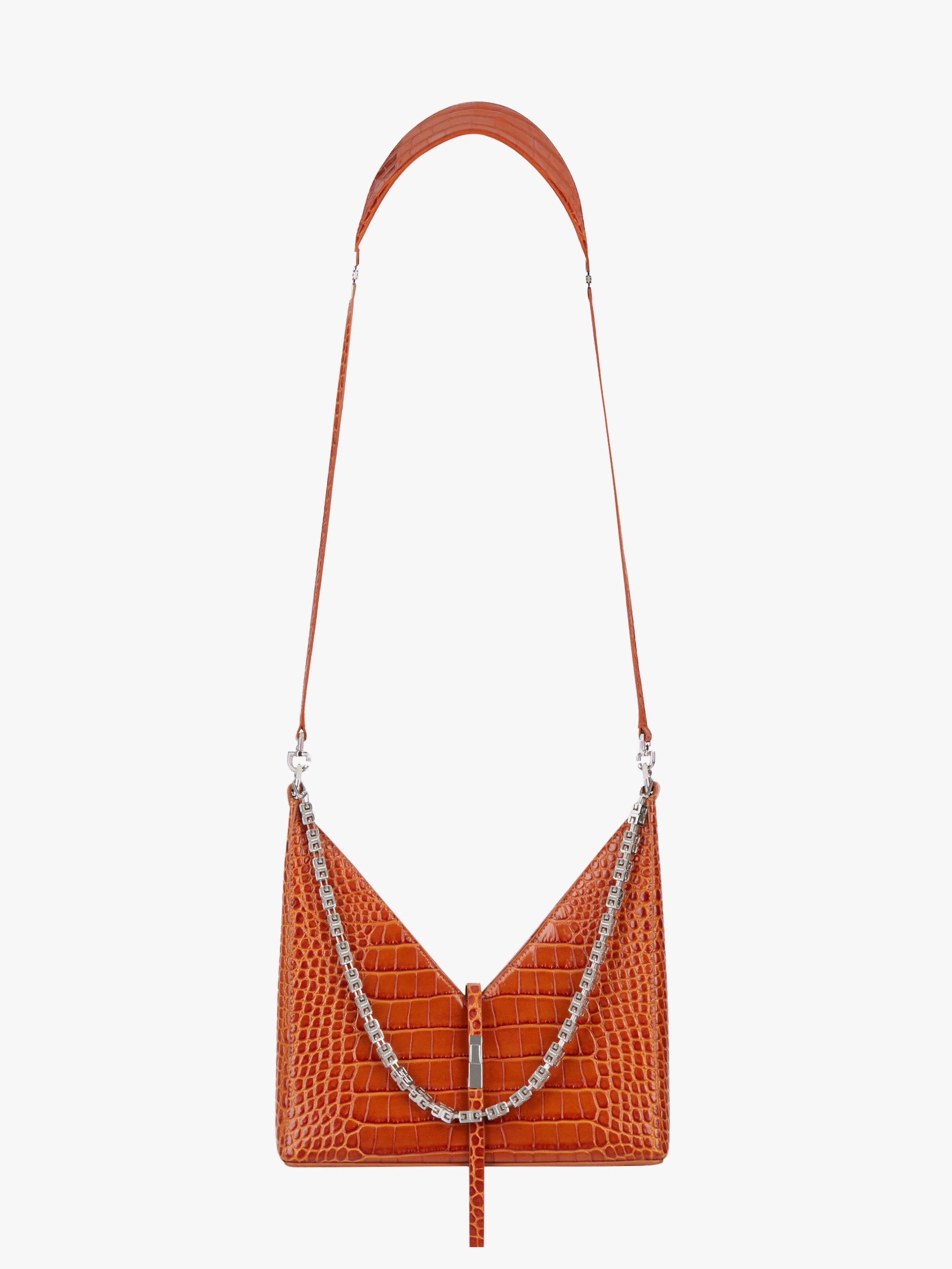 SMALL CUT OUT BAG IN CROCODILE EFFECT LEATHER WITH CHAIN - 1